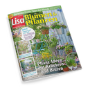 Titelblatt der Zeitschrift „Lisa Blumen & Pflanzen“, Ausgabe Juni 2025. Im Zentrum eine sommerliche Gartenszene mit grünem Metalltisch und Stuhl, umgeben von blühenden Kräutern und Zierpflanzen in Töpfen unterschiedlicher Größe. Haupttitel: „Pflanz-Ideen mit Kräutern und Blüten“. Weitere Texte: „Jetzt freuen wir uns auf…“, „Pflegeleichtes Naschobst“, „Hortensien holen Farbe auf Terrasse und Balkon“, „Mini-Teiche gekonnt gestalten“.
