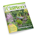 Titelblatt des Gartenmagazins „Mein schöner Garten“ (Ausgabe Juni 2025) mit dem Schriftzug in Grün und Weiß vor einem Foto eines bunt bepflanzten Gartens mit Tisch, Stühlen und Blumenbeeten. Textelemente: „Die große Übersicht – Richtig düngen leicht gemacht“, „Unsere 50 schönsten Ideen für Ihren Sommergarten“, „12 Seiten Gartenpraxis im Juni“, „Duf­tende Stauden entdecken“.