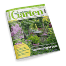 Titelbild des Gartenmagazins „mein schöner Garten“ für Juni 2025 mit dem Hauptthema „Unsere 50 schönsten Ideen für Ihren Sommergarten“, darunter ein Foto eines bunt bepflanzten Gartens mit Gartenmöbeln; weitere Texte: „Richtig düngen leicht gemacht“, „Duftende Stauden entdecken“, „Gartenpraxis im Juni“ mit Tipps zu Tomaten, Balkonpflanzen und Wassermelonen, oben gelber Schriftbalken: „Rosenzauber: So kommen kleinblütige Sorten ganz groß raus“.