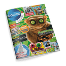 Magazincover der Ausgabe „Galileo genial“ mit grünem Hintergrund; zentrales Bild eines Tiers mit großen, spiegelnden Augen, dazu Schriftzug „Magische Tieraugen“. Weitere sichtbare Texte: „Süßigkeiten aus aller Welt“, „Warum quietscht Kreide?“, „Wie wurde vor 4000 Jahren gekocht?“, „Super-Extra: 3D Sonnensystem“, „Experiment: Elefantenpaste“ und „Stoppt das Eisberg-Schmelzen!“. Ergänzt mit Comicgrafiken, Fotos und bunten Designelementen.