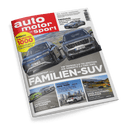 Titelbild der Zeitschrift „auto motor und sport“, Ausgabe 11 vom 22. Mai 2025; im Zentrum zwei SUV-Modelle auf einer Straße, links ein blauer VW Tayron mit Kennzeichen „WOB-TV 330“, rechts ein silberner Kia Sorento mit Kennzeichen „F-PR 5025“, darüber die Schlagzeile „FAMILIEN-SUV“; oben links gelbes Siegel mit rotem Text: „DIE BESTEN 1000 Fahrschulen in Deutschland“; weitere Themen: Aston Martin Vantage Roadster, Sportkombis im Vergleich, Travelguide New York, Gardasee-Tour.