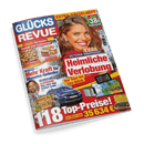 Titelbild der Zeitschrift „Glücks Revue“, Ausgabe Nr. 10, mit einer groß abgebildeten lächelnden weiblichen Person (Victoria Swarovski) vor winterlichem Hintergrund. Zentrale Schlagzeile: „Heimliche Verlobung“. Weitere Aufschriften: „LECKER! Die besten Rezepte zum Schlemmen“, „Mehr Kraft für Rheuma-Gelenke“, „118 Top-Preise! im Wert von 35 634 €“, sowie Abbildungen von Speisen, einem blauen SUV, einem Tablet, einem Toaster und einem Reiseziel am Strand.