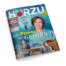 Titelbild der Zeitschrift „HÖRZU“ vom 16. bis 30. Mai 2025 vor blauem Hintergrund mit einer lächelnden Frau im türkisfarbenen Sweatshirt, darüber eine Glühbirne mit Gehirn-Symbol; zentrale Schlagzeile: „Mehr Power fürs GEHIRN – So verbessern Sie Gedächtnis & Lernfähigkeit“, weitere Themen: „Tricks der Betrüger“, „Eine Küste zum Verlieben“ mit Bild einer Steilküste, „Ägyptens wertvollster Schatz“ mit Abbildung einer Pharaonenstatue, oben links eingeblendetes kleineres Heftcover zum HÖRZU-Rätselspaß.