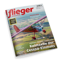 Titelblatt des „flieger magazin“, Ausgabe Juni 2025, mit einem roten einmotorigen Flugzeug im Flug über einer grün-braunen Landschaft. Schriftzüge auf dem Cover: „Bleifreies Avgas – Die erste Tankstelle in Ganderkesee“, „Oldtimer-Porträt: Cessna 140 – Keimzelle der Cessna-Einmots“, „Baltikum-Reise – Unberührte Natur und einsame Inseln“, „Praxis-Tipps – Sicher fliegen im Gebirge“ und „Aero 2025 – Alle News & Trends der Messe“.