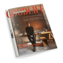 Titelblatt der Zeitschrift „GOODLIFE WOHN•DESIGN“ mit einer männlichen Person in dunkler Kleidung, die in einem warm beleuchteten Raum vor einem großen Holztisch sitzt. Auf dem Tisch stehen Glas, Bücher und Dekoobjekte, im Hintergrund Pflanzen und eine ockerfarbene Wand. Sichtbare Texte: „No 187 RÄUME MIT TIEFGANG“, „INTERIEUR“, „KULTUR“, „GENUSS“, „REISEN“ und Untertitel zu Design, Kunst und Reisen.