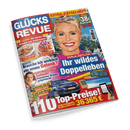 Titelbild der Zeitschrift „Glücks Revue“, Ausgabe Nr. 5 mit gelber Kopfzeile „Extra-Rätselheft“ und Aufschrift „38x Rätselspaß“, zentrale Abbildung einer lächelnden blondhaarigen Frau mit rosa Pullover vor winterlichem Waldhintergrund, Haupt-Titel: „Sonja Zietlow – Ihr wildes Doppelleben“, weitere Schlagzeilen u. a. „Brauche ich wirklich ein neues Gelenk?“, „Michael Schumacher – Enthüllt! Heimlicher Bruder aufgetaucht“, sowie Hinweise auf Rezepte, ein Gewinnspiel und 110 „Top-Preise“.