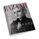 Hochglanz-Cover der Zeitschrift „Harper’s BAZAAR“, Ausgabe 02/25, zeigt eine blonde Person mit kurzen Haaren in dunklem Mantel mit hohem Kragen, seitlich blickend, vor grauem Hintergrund; Titeltexte unter anderem: „MAGIC MOVIES“, „STAR-INTERVIEWS“, „BERLINALE HIGHLIGHTS“, „JULIA GARNER EXKLUSIV“, „EINE UNVERGESSLICHE REISE ZU MARLON BRANDOS SÜDSEEINSEL“, „VICTORIA BECKHAM ÜBER IHRE NEUE SERIE“ und „FILMREIFE MODE – MASKULINER STIL UND KUNSTVOLLE ACCESSOIRES“.