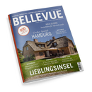 Titelbild des Magazins „BELLEVUE – Europas größtes Immobilien-Magazin“, Ausgabe Juli/August 2023. Zentrale Abbildung eines reetgedeckten Backsteinhauses mit Terrasse und Garten unter blauem Himmel. Textaufschriften u. a.: „Großes Special Hamburg“, „Lieblingsinsel – Sylt zwischen Sehnsucht und Realität“, „Spanien – 5 Trendregionen Ausblick für 2027“, „Österreich – Theatralisch von Bregenz bis Wien“, „New York – Wohnen im Wolkenkratzer“.