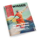 Magazin „ZEIT WISSEN“, Ausgabe Mai/Juni 2024, mit farbintensiver Illustration einer stilisierten, tanzenden Person in fließenden Rot-, Orange-, Blau- und Grüntönen auf hellem, pastellfarbenem Hintergrund. Titeltext: „Der Rhythmus deines Lebens – Wie du ihn findest und dich von ihm tragen lässt“. Rotes Seitenelement links mit Aufschrift „Besser wohnen – Inspirationen aus Japan für ein schöneres Zuhause“.