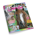 Titelbild der Kinderzeitschrift „Wendy“ mit großem Foto eines braunen Pferdes mit weißer Blesse im Vordergrund, darum gruppierte kleinere Bilder von Pferden und Reiterinnen sowie Texte wie „5 Poster“, „Am großen Silberfluss“, „Die Top Sportler“, „Wie klug sind Pferde?“, „Wo ist Montago?“ und „Die Talentshow“; bunt gestalteter Hintergrund in Grün-, Rosa- und Blautönen mit sternenförmigen Elementen.