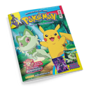 Titelbild des Magazins „Pokémon – Das offizielle Magazin“ mit den gezeichneten Figuren Pikachu und einem grünen katzenähnlichen Pokémon vor Waldhintergrund. Oben steht der Schriftzug „schnapp sie dir alle!“, unten Logos von Panini und „www.pokemon.de“, außerdem Textfelder „Die besten Spielzeuge aus Paradoxrift“ und „Coole Poster“, daneben zwei kleine Posterabbildungen.