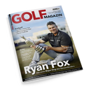 Schräg fotografiertes Cover des „GOLF MAGAZIN“, September 2026, mit einem lächelnden Mann in schwarzem Poloshirt, der eine silberfarbene Golftrophäe hält. Sichtbare Texte: „Profigolf“, „Solheim Cup“, „BMW International Open“, „German Challenge“, „Training“, „Reise“, „Ryan Fox“, „The Open 2026“ und „Der erste Major-Sieg des Neuseeländers“.