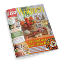 Schräg vor schwarzem Hintergrund abgebildetes Titelbild der Zeitschrift „Lisa Wohnen & Dekorieren“, Ausgabe Oktober 2026, mit dem Titel „Dekolust im Herbst“. Eine Frau, orangefarbene Blumen in einem Weidenkorb, Glasvasen, Kürbisse, Herbstblätter und herbstliche Dekoration auf einem Holztisch; sichtbar sind außerdem die Texte „58 kreative Herbst-Ideen“, „Endlich Ordnung“, „Wohlfühl-Mix“ und „Die besten Kürbis-Rezepte“.