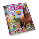 Schräg fotografiertes Cover der Pferdezeitschrift „Lissy“ auf schwarzem Hintergrund mit großem braunem Pferd vor blauem Himmel. Sichtbare Texte: „10 x cooler Gewinn!“, „Backstage beim Reitturnier“, „4 Poster zum Verlieben“, „DIY Pferdestarke Abkühlung“, „Fun zum Wiehern komisch“, „Welcher Pferdetyp passt zu dir?“, „Retro Comic“ und „Fotoroman“; dazu Fotos und Illustrationen mehrerer Pferde sowie einer jungen weiblichen Person mit einem Pferd.